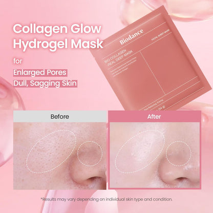 BIODANCE Bio-Collagen Real Deep Mask - Mascarilla Nocturna Hidratante, Minimiza Poros Y Mejora La Elasticidad - Mascarilla Facial De Hidratación Profunda Con Colágeno - 34G X 4 Unidades