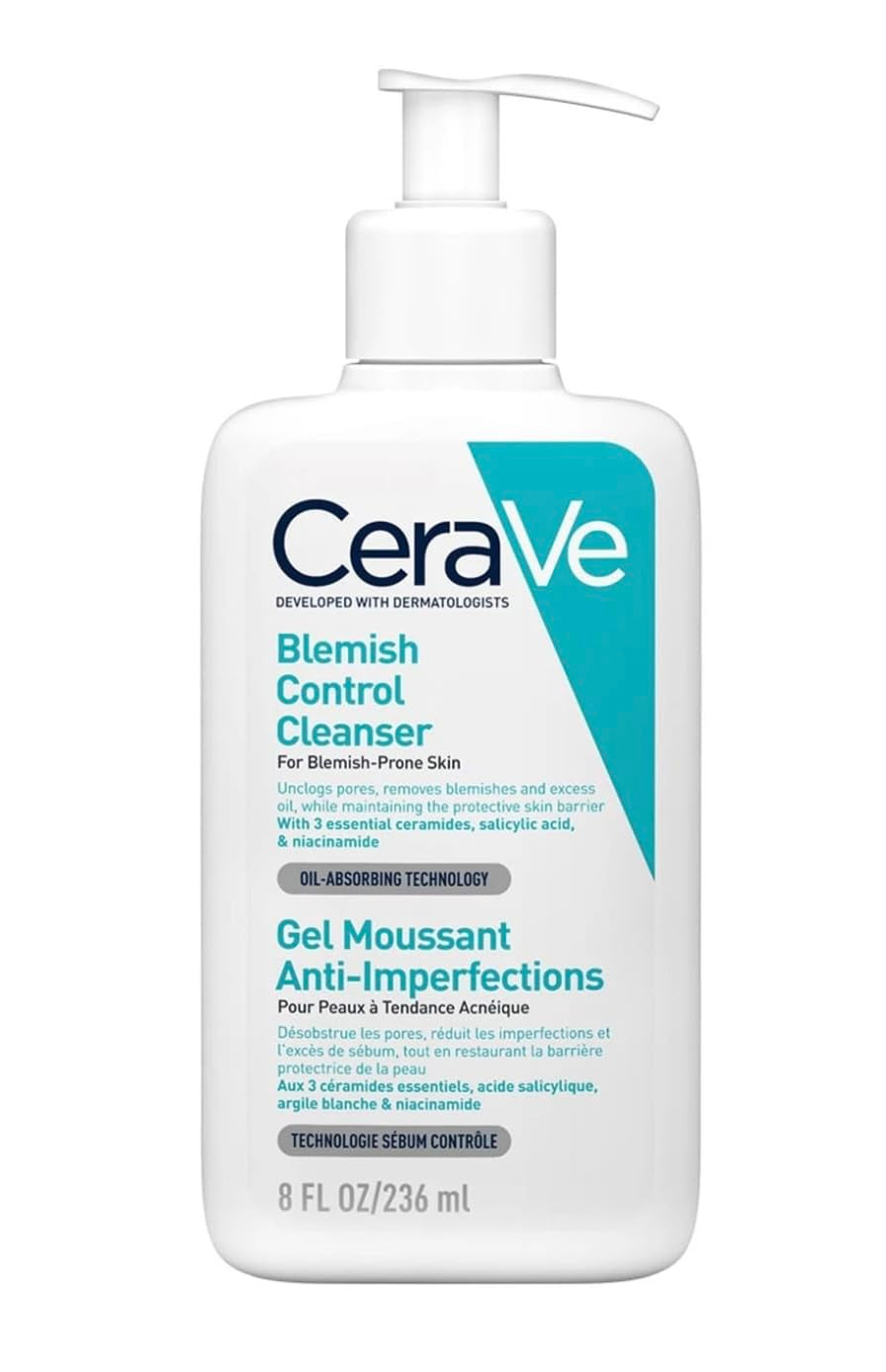 Cerave - Blemish Control, Gel Limpiador Para Acné Y Piel Grasa, Reduce El Acné, Puntos Negros Y Mejora Los Poros, Tratamiento En Gel Con Ácido Salicílico, 473 Ml