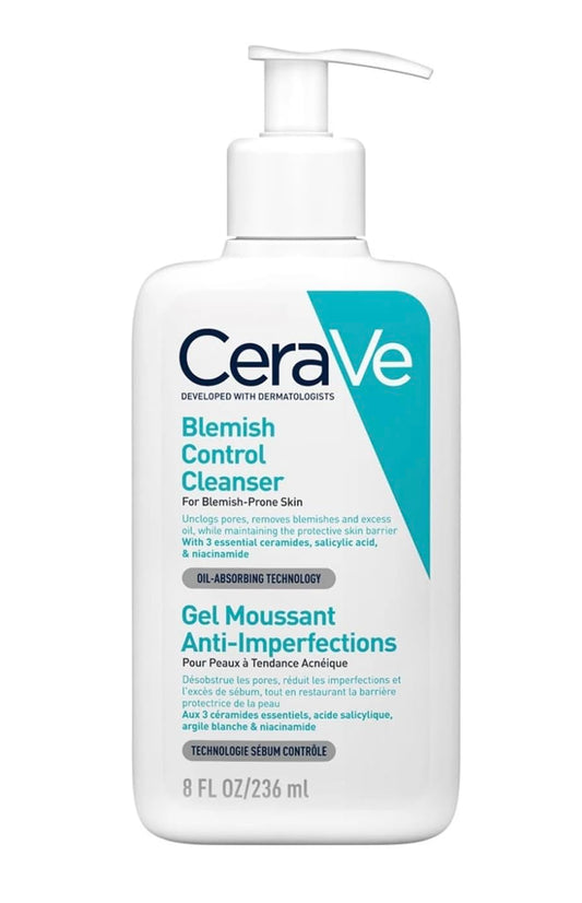 Cerave - Blemish Control, Gel Limpiador Para Acné Y Piel Grasa, Reduce El Acné, Puntos Negros Y Mejora Los Poros, Tratamiento En Gel Con Ácido Salicílico, 473 Ml
