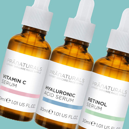 Pranaturals Kit De Sérums Faciales 3X30Ml - Ácido Hialurónico, Retinol Y Vitamina C - Borra Las Líneas Finas Y Las Arrugas, Enriquecido Con Aceites Y Vitaminas Naturales