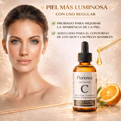 Suero Facial Orgánico Vitamina C Y Ácido Hialurónico Puro – Remueve Cicatrices De Acné, Manchas De Piel - Efecto anti Edad - Sérum BIO - Antiarrugas Illuminante Natural Para Rostro Y Cuello - 60Ml