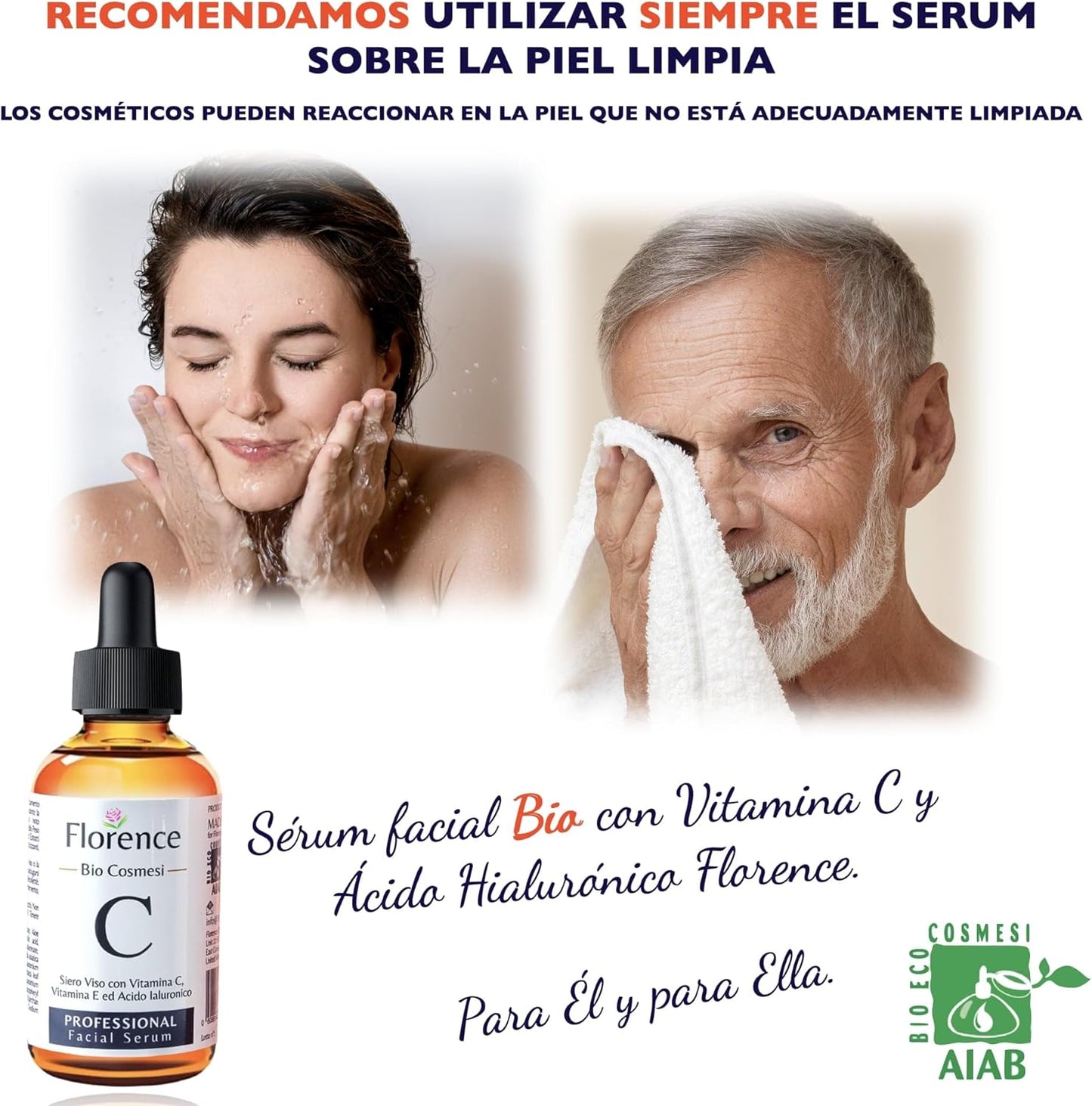 Suero Facial Orgánico Vitamina C Y Ácido Hialurónico Puro – Remueve Cicatrices De Acné, Manchas De Piel - Efecto anti Edad - Sérum BIO - Antiarrugas Illuminante Natural Para Rostro Y Cuello - 60Ml