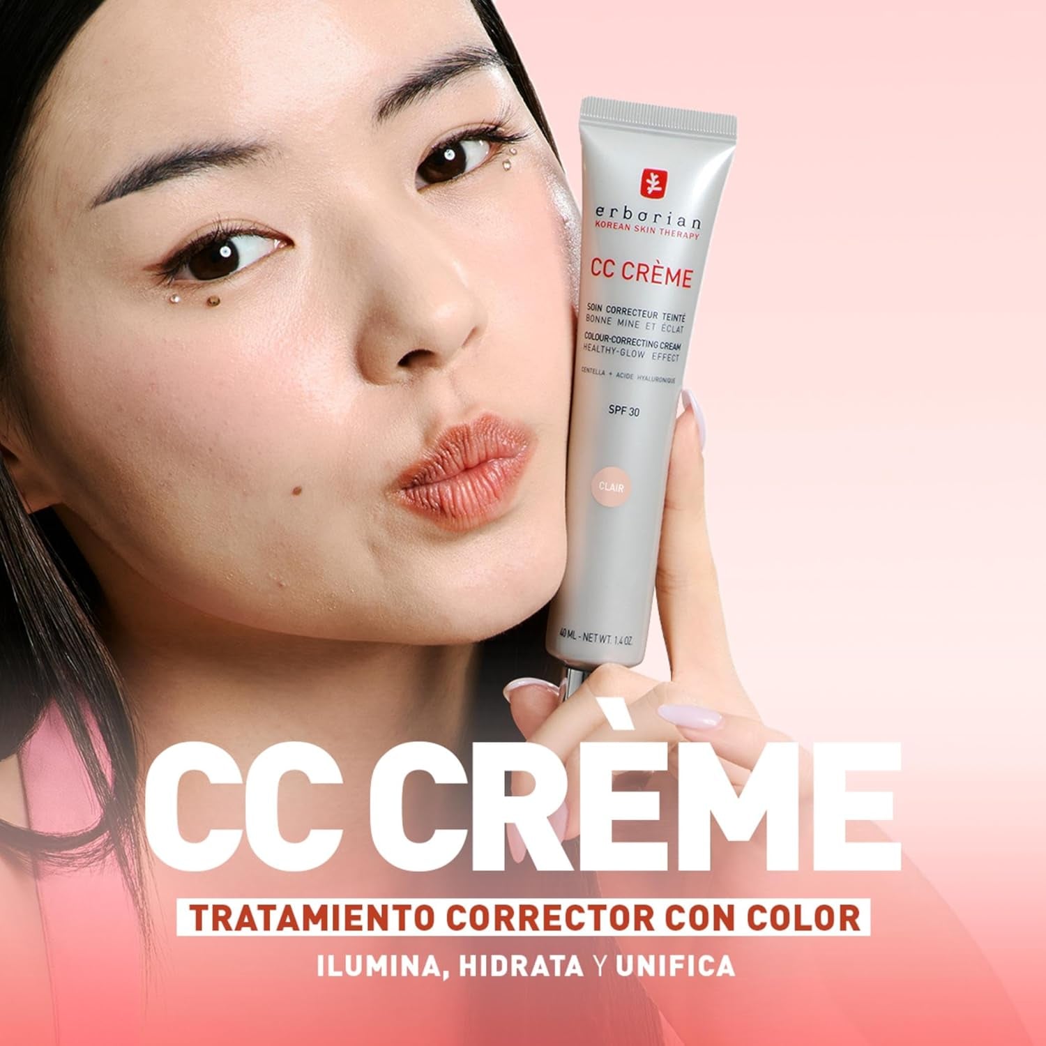 Erborian - CC Crème Con Centella Asiática - Crema Facial Iluminadora De Alta Definición Y Maquillaje - Protección Solar SPF 30 - Cosmética Coreana